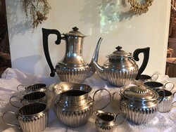 Coffee set - 11 pcs - silver plated - marked - Edwardian period - English - ebony handles - flawless