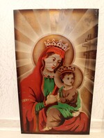 Ritka, fémlemezre festett Madonna Gyermekkel,ritka Szovjet kori népi Ikon,48 cm magas