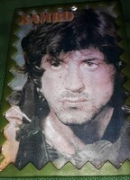 1980-as évek TRAFIKU céllövöldés 3 pálcás trafikáru zsebtükör STALLONE-RAMBO fotóval a képek szerint