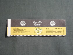 Címke,Szilasmenti MGTSZ,Kamilla csepp, 50ml. ,19. Ft-