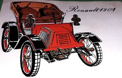 Retro 1970-es évek képeslap méretű MATRICA OLDTIMER autós RENAULT 1901 a képek szerint