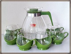 Retro, space age, Schott Mainz "Melitta", hőálló üveg teás kávés készlet