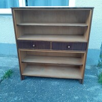 Két fiókos üveges jó könyves szekrény / vintage könyvszekrény