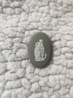 Olíva zöld vintage Wedgwood kámea ezüst bross
