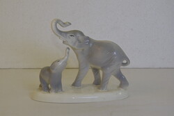Kispest Gránit porcelán elefánt borjával A299