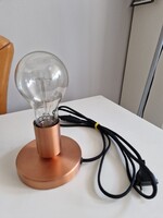 Hibátlan, rosegold színű fém asztali lámpa 20cm magas, 12cm átmérőjű, égővel együtt