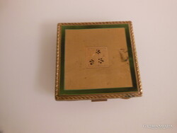 PÚDERTARTÓ - ALKUKÉPES - RÉZ - ANTIK - TÖMÖR  - 6 x 6 cm - TÜKÖR HIÁNYZIK - SZÉP ÁLLAPOT