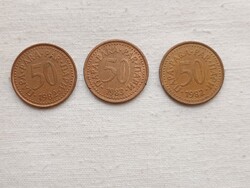 Pénzérme 033 - SFR Jugoslavija 50 Para 3db egyben Jugoszláv dínár