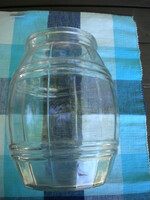 Régi 3 L es hordó alakú ruszlis üveg Óceán domború csíkos vintage halas