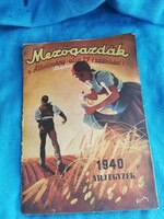 MEZŐGAZDÁK 1940 ÁRJEGYZÉK KATALÓGUS