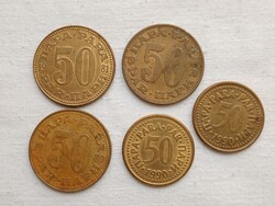 Pénzérme 032 - SFR Jugoslavija 50 Para 5db egyben Jugoszláv dínár