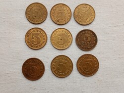Pénzérme 030 - SFR Jugoslavija 5 Para 9db egyben Jugoszláv dínár
