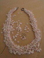 100% természetes rózsakvarc nyaklánc colier komoly karát 625 ct 125 gramm sérült...