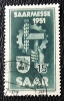 SA306p / Saarland 1951 Saar-i vásár bélyeg pecsételt