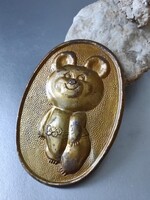 Szovjet ritka 1980 Moszkvai Olimpiai Misa maci  Fém Plakett