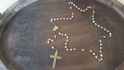 Gyönyörű,csiszolt üveggyöngyös régi rózsafüzér