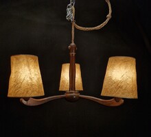 Mid century modern 3 ágú fa csillár