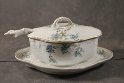 Antik porcelán szószos kínáló kanállal 556