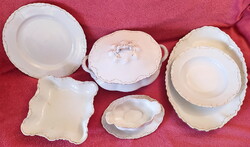 6 darabos porcelán FEHÉR-ARANY TÁLALÓ SZETT, készlet