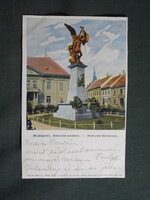 Képeslap,Budapest,Honvéd szobor látkép,részlet,Walter Haertel kiadás,Bécs,1899-
