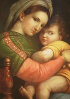 Raffaello után (19.sz.közepe) : Madonna della sedia / Kiemelkedően jó kvalitás