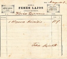 Régi számla: Fehér Lajos, asztalos, Makó 1876.