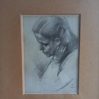 Soltra Elemér : Olvasó lány, grafit