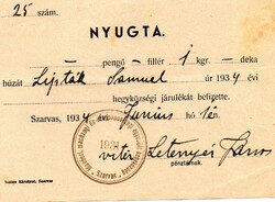 Régi számla, nyugta: Lipták Sámuel részére, Szarvas.