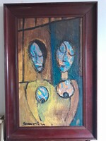 Modern, Absztrakt stílusú  olajfestmény alján jelzett