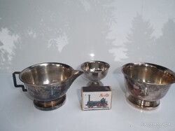 KÁVÉS SZETT - 3 db - ALKUKÉPES - JELZETT - EZÜSTÖZÖTT - cukortartó - 10 x 7 cm - cukortartó - 7 x 6