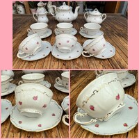 Zsolnay porcelán barokk rózsás teás készlet