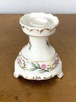 HOLLÓHÁZI PORCELÁN GYERTYATARTÓ VIRÁG FESTÉSSEL 10.5 X 11 CM MAGAS
