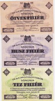 Magyarország REPLIKA 10-20-50 fillér SOMORJA-i hadifogolytábor 1916
