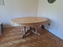 Felújított tölgyfa asztal 1900-as évekből, retro, étkező asztal, konyha bútor