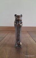 Antik Egyiptomi fáraó macska kisegérrel bronz szobor Műércz Öntőde Budapest