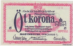 Magyarország REPLIKA 5 korona, NAGYMEGYER-i hadifogolytábor 1916