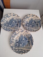 3db Vintage MYOTT "ROYAL MAIL" kézzel készült, angol, kék, hullámos szélű, 20cmátmérőjű kistányér