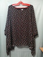 2XL-es női olasz poncsó, poncsó fazonú blúz, tunika pettyes