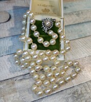 Gyönyörű valódi gyöngy nyakék 14 karátos sárga és fehérarany