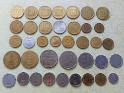 Izrael 38db különböző érme, 1,5,10, Agora, Agorot, 1 Lira, 1/2, 1 Shequel. 1961-2006