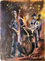 Jazz trió ! Különleges pasztell festmény