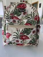 Gobelin hátizsák flamingó mintával, Signare márka, 31 cm magas