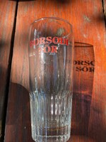 Üveg söröspohár. Borsodi sör felírattal,piros betűkkel. Mérete: 0,20 liter