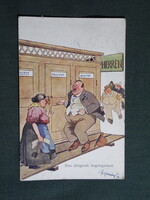 Képeslap,Zsidó,Judaica postatörténet,artist,grafikai,sürgős ügy,antiszemita filmszereplő,1916