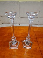 Lead Glass Candle Holder Pair