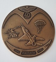 Ritka! 1989. "MN (Magyar Néphadsereg) RAEK (Repülőanyag Ellátó Központ) 1949-1989" bronz plakett