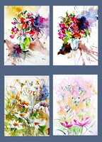 Florals of summer collection -  watercolor painting - A nyár virágai kollekció  - akvarell festmény