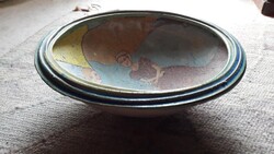 EZ IS FÉLÁRON - Egyedi? kézzel festett, nagyméretű, nehéz kerámia tál, falitál, falitányér