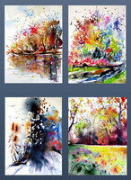 Fall with birds collection -  watercolor painting -Ősz madarakkal kollekció - akvarell festmény