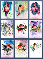 Little birds collection -  watercolor painting -Kis madarak kollekció  - akvarell festmény